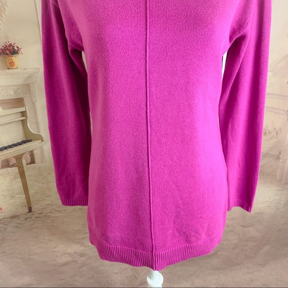 NEW Talbots Hot Pink button Cotton Sweater - Picture 3 of 10